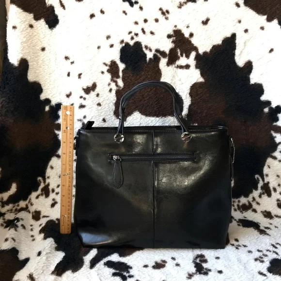 Classic Black Faux Leather Tote Bag With Removable Strap - Picture 10 of 13